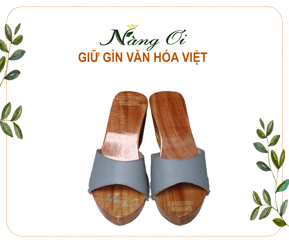 guốc gỗ quai da